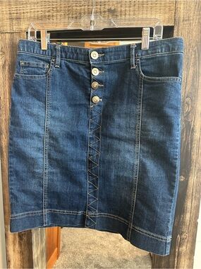 Style & Co Dark Wash Button Front Denim Pencil Skirt Size 8 Western Cowgirl